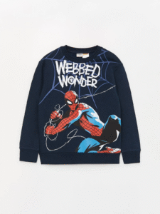 Spiderman Printed Boys Sweatshirt – Long Sleeve Crew Neck for Kids