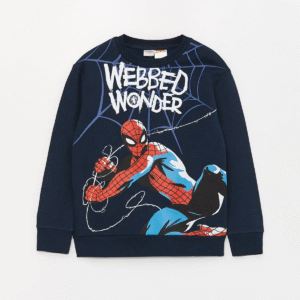 Spiderman Printed Boys Sweatshirt – Long Sleeve Crew Neck for Kids